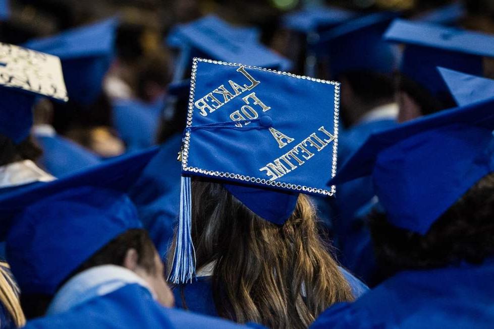 A graduation cap with the words "Laker for a Lifetime"